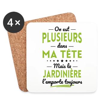 Plusieurs dans tête Jardinière l'emporte toujours - Dessous de verre (lot de 4) - blanc - Devant