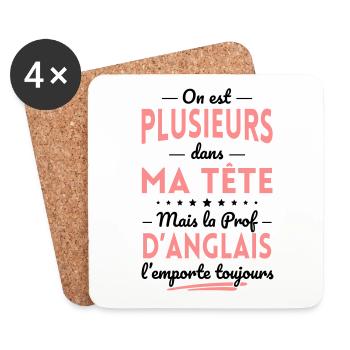 Plusieurs dans tête la Prof d'Anglais l'emporte - Dessous de verre (lot de 4) - blanc - Devant