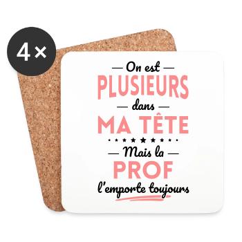 Plusieurs dans tête la Prof l'emporte toujours - Dessous de verre (lot de 4) - blanc - Devant