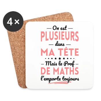 Plusieurs dans tête la Prof de Maths l'emporte - Dessous de verre (lot de 4) - blanc - Devant