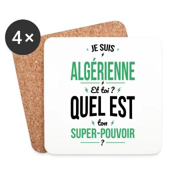 Je suis Algérienne - Super-pouvoir - Cadeau Humour - Dessous de verre (lot de 4) - blanc - Devant