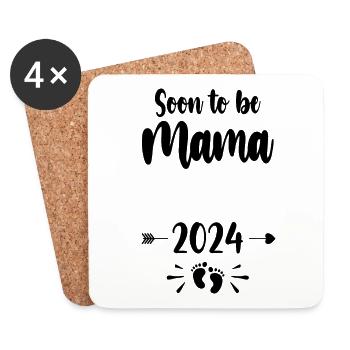 Mama wird bald Mutter 2024 Mutter schwangere Kinder Motte - Untersetzer (4er-Set) - Weiß - Vorne