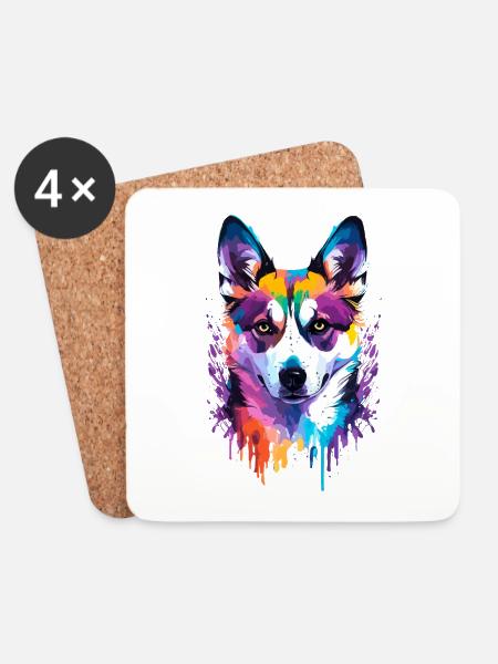 Alaskan Klee Kai - Untersetzer (4er-Set) - Weiß
