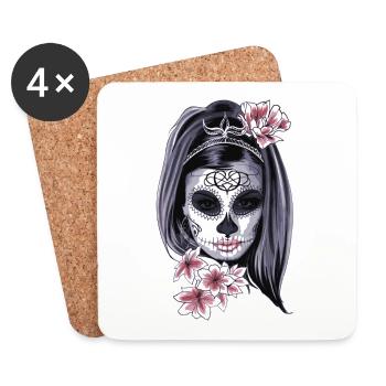 Woman with mask - Coasters (set of 4) - white - Front