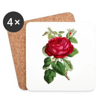 Rose - Dessous de verre (lot de 4) - blanc - Devant