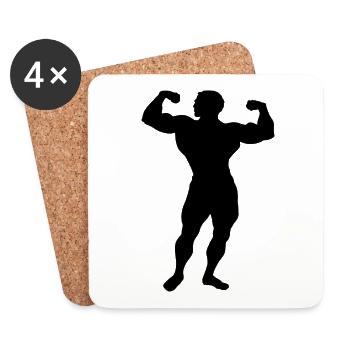 silhouette Bodybuilder - Dessous de verre (lot de 4) - blanc - Devant