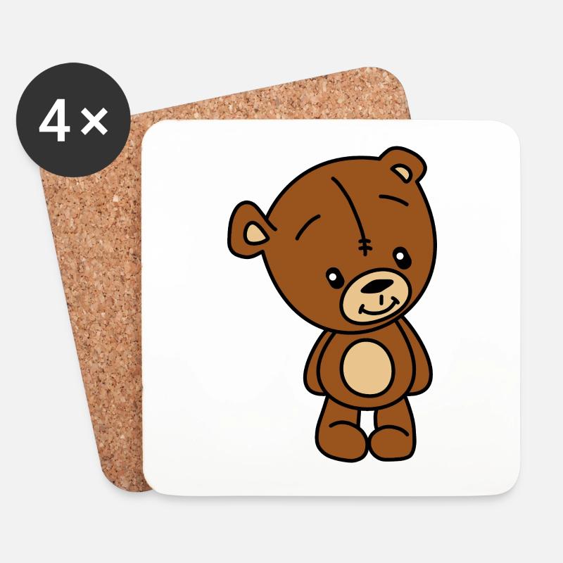 Teddy Bär Kuscheltier - Untersetzer (4er-Set) - Weiß