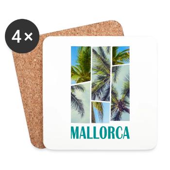 Mallorca Summer Sun Beach Sea Palms Holiday - Coasters (set of 4) - white - Front