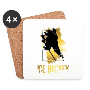 Eishockey Eishockeyspieler Spieler Gold Splash - Untersetzer (4er-Set) - Weiß - Vorne