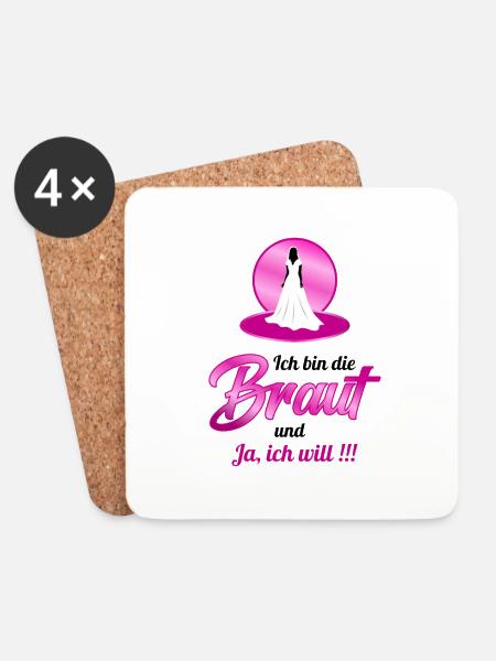Ich bin die Braut - Untersetzer (4er-Set) - Weiß