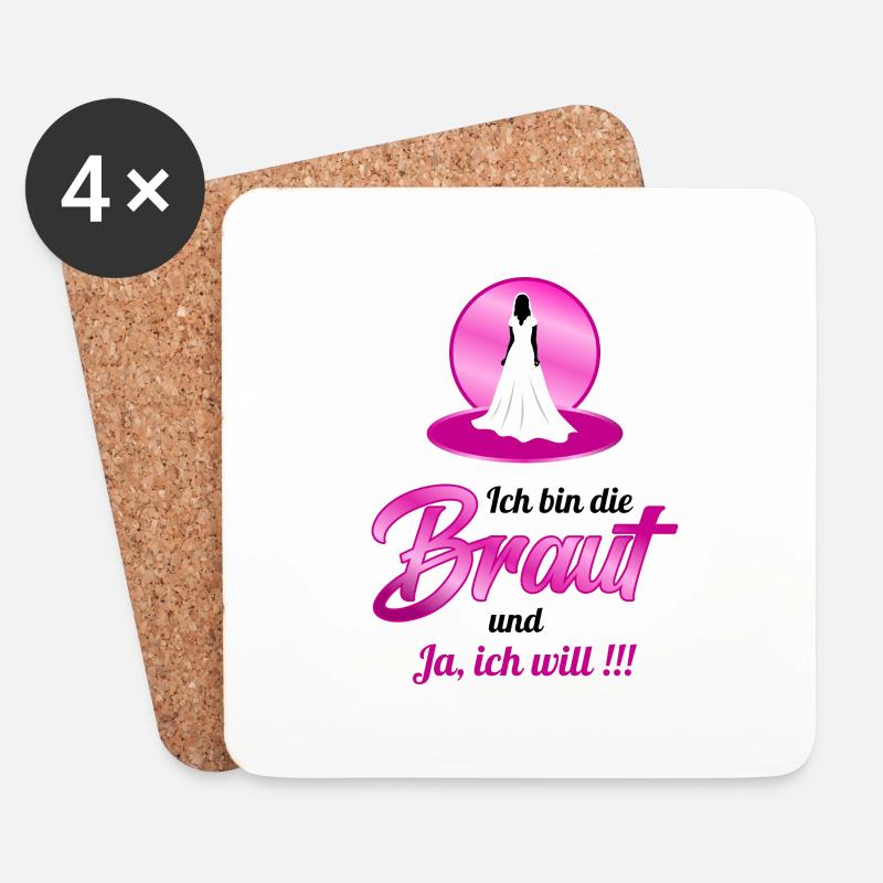 Ich bin die Braut - Untersetzer (4er-Set) - Weiß