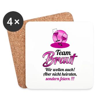 Team Braut wir wollen feiern - Untersetzer (4er-Set) - Weiß - Vorne