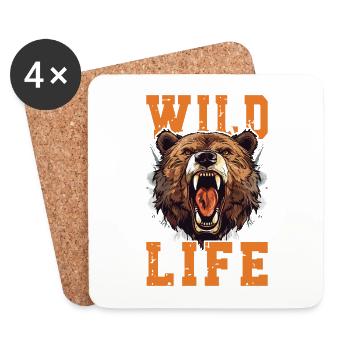 Ours Grizzly Ours rugit Tête d’ours Nature sauvage Sauvage - Dessous de verre (lot de 4) - blanc - Devant