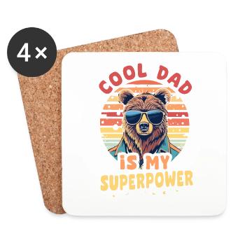 Cooler Papa ist meine Superkraft - Untersetzer (4er-Set) - Weiß - Vorne