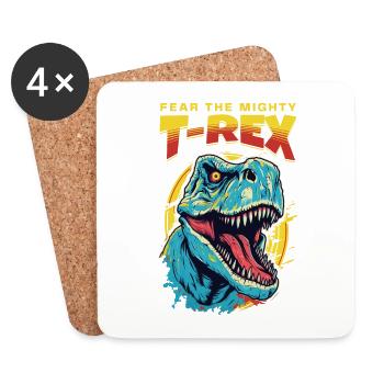 T-Rex Dinosaurier Dino Tyrannosaurus Rex Vintage - Untersetzer (4er-Set) - Weiß - Vorne