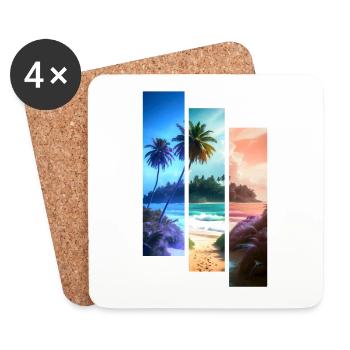 BEACH stripes in 3 colours - Coasters (set of 4) - white - Front