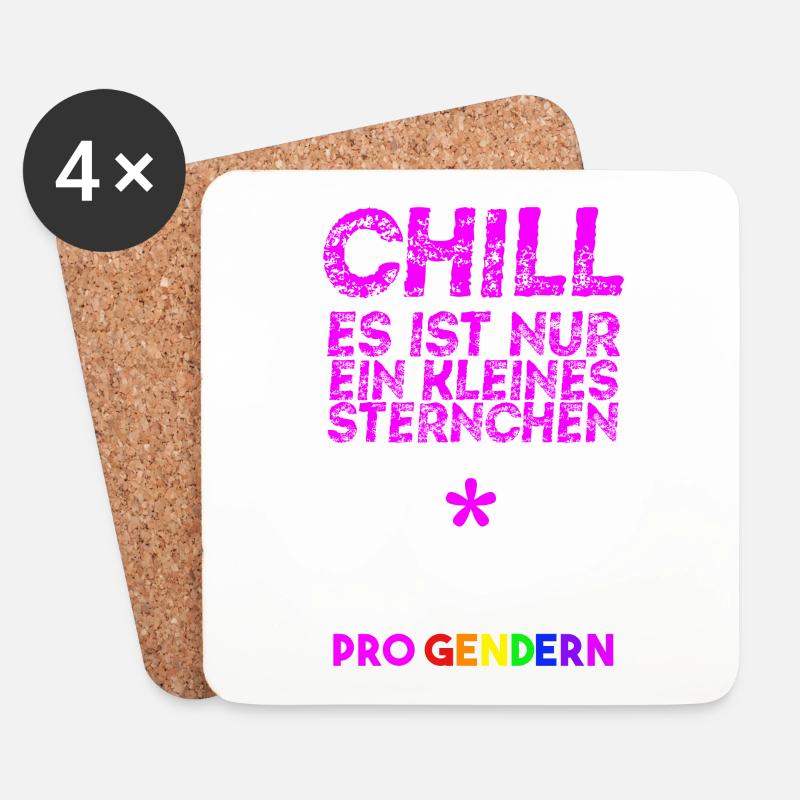 Pro Gendern Geschenkidee Feminismus queer LGBTQ+ - Untersetzer (4er-Set) - Weiß
