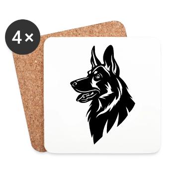 Schäferhund Hund Hundekopf - Untersetzer (4er-Set) - Weiß - Vorne