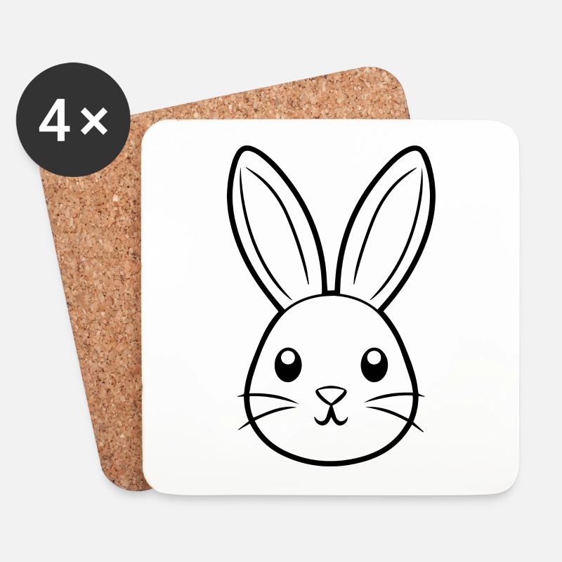 Hase Kaninchen - Untersetzer (4er-Set) - Weiß