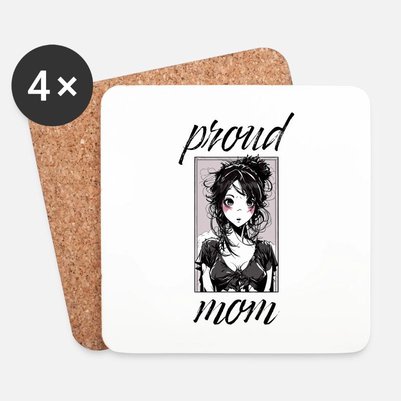 PROUD MOM - Untersetzer (4er-Set) - Weiß