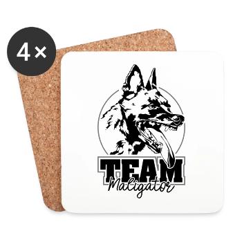 TEAM MALIGATOR Malinois Hundesport Hunde Wilsigns - Untersetzer (4er-Set) - Weiß - Vorne