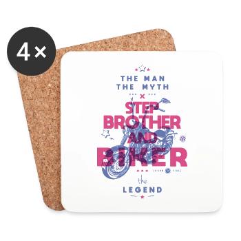 Stiefbruder und Biker der Mann der Mythos die Legende - Untersetzer (4er-Set) - Weiß - Vorne