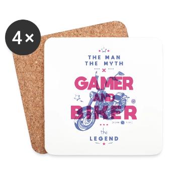 Gamer und Biker der Mann der Mythos die Legende - Untersetzer (4er-Set) - Weiß - Vorne