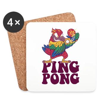 Ping Pong Parrot Outfit Table Tennis Bird - Coasters (set of 4) - white - Front