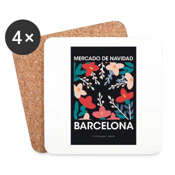 Marché de Noël Barcelone Affiche Espagne 1960 - Dessous de verre (lot de 4) - blanc - Devant