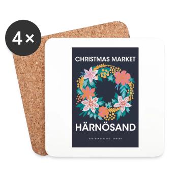 Weihnachtsmarkt Harnosand Poster Sweden 1960 - Untersetzer (4er-Set) - Weiß - Vorne
