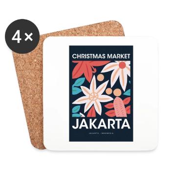 Christmas Market Jakarta Poster Indonesia 1960 - Coasters (set of 4) - white - Front