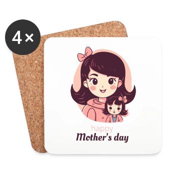 Happy mother ́s day ribbon - Coasters (set of 4) - white - Front