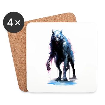Scary wolf - Coasters (set of 4) - white - Front
