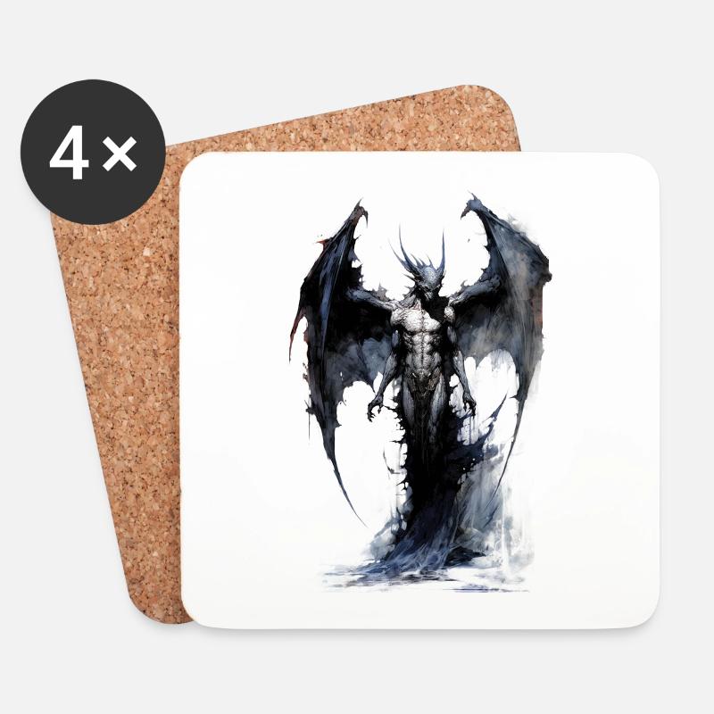 Drache - Untersetzer (4er-Set) - Weiß