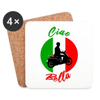 Roller Scooter Moped Italien Urlaub Ciao Bella - Untersetzer (4er-Set) - Weiß - Vorne