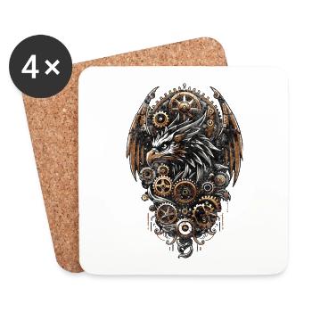 STEAMPUNK EAGLE - Coasters (set of 4) - white - Front