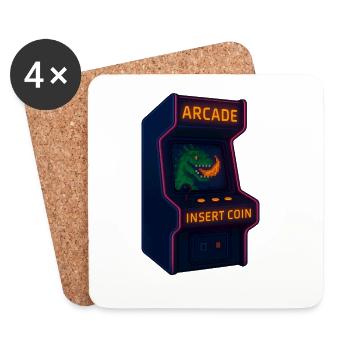Dino Arcade Neon Pixel - Untersetzer (4er-Set) - Weiß - Vorne