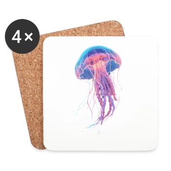 Regenbogen-Neonquallen - Untersetzer (4er-Set) - Weiß - Vorne