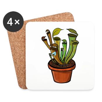 Plantes carnivores leurres mouche - Dessous de verre (lot de 4) - blanc - Devant