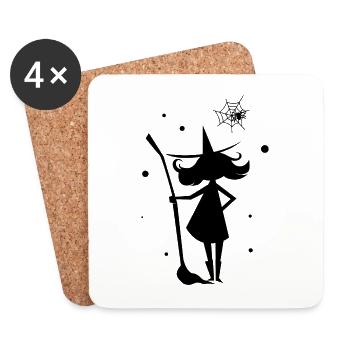 Witch Spell Witch's Broom Magic - Coasters (set of 4) - white - Front