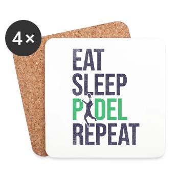 Padel tennis padel player eating sleeping padel - Coasters (set of 4) - white - Front