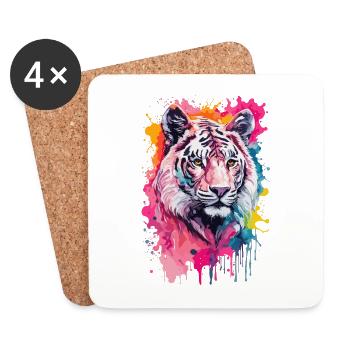 Lion Cool and Cool in Watercolors - Coasters (set of 4) - white - Front