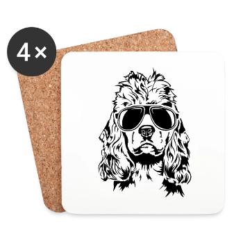 Cocker Américain Spaniel cool Portrait Wilsigns - Dessous de verre (lot de 4) - blanc - Devant