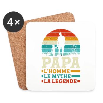 Papa l'homme le mythe la légende Cadeau - Dessous de verre (lot de 4) - blanc - Devant