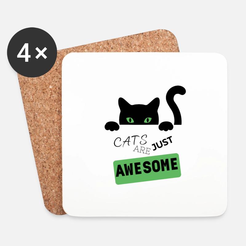 CATS ARE JUST AWESOME - Untersetzer (4er-Set) - Weiß