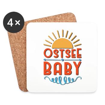Ostsee Baby Bo Grafik - Untersetzer (4er-Set) - Weiß - Vorne