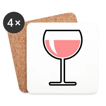 Roséweinglas Rund Zu (Roséwein / Wein / 2C) - Untersetzer (4er-Set) - Weiß - Vorne