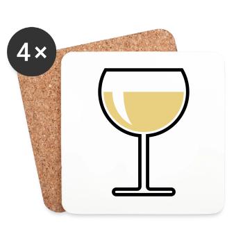 Weißweinglas Rund Zu (Weißwein / Wein / 2C) - Untersetzer (4er-Set) - Weiß - Vorne