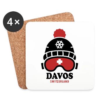 Davos station de ski Suisse Alpes - Dessous de verre (lot de 4) - blanc - Devant