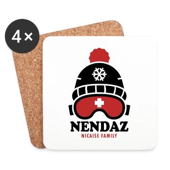 Skigebiet Nendaz Schweiz Alpen Familie Nicaise - Untersetzer (4er-Set) - Weiß - Vorne